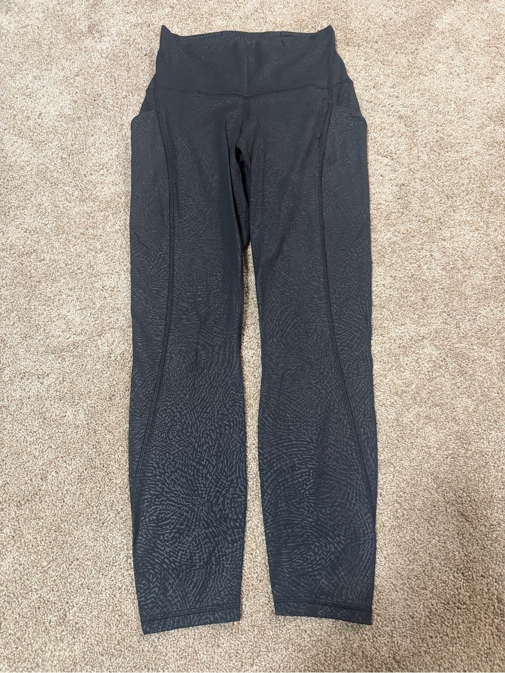 lululemon athletica Black Textured High-Rise 7/8 Leggings